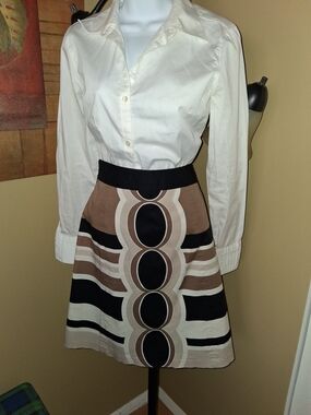 Merona Black and Brown Graphic A-Line Skirt
